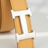 Thắt lưng Hermès H Martelée Reversible Epsom/Evercolor (Jaune Ambre/Nâu Gold) size 90