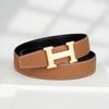 Thắt lưng Hermès H Martelée Buckle Reversible Togo/Boxcalf (Đen/Nâu Gold) size 90