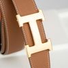 Thắt lưng Hermès H Martelée Buckle Reversible Togo/Boxcalf (Đen/Nâu Gold) size 90