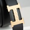 Thắt lưng Hermès Buckle H Curb Gold Reversible Togo/Boxcalf (Đen/Xám) size 90
