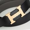 Thắt lưng Hermès Buckle H Curb Gold Reversible Togo/Boxcalf (Đen/Xám) size 90