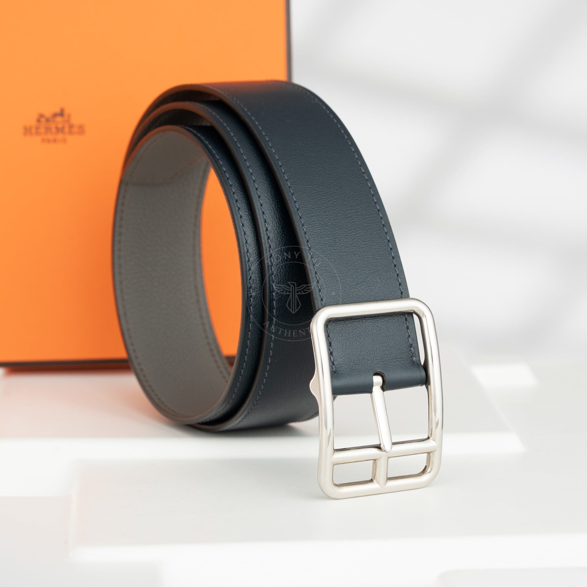 Thắt lưng Hermès Cape Cod 38 Reversible Swift/Togo (Đen/Taupe) size 85