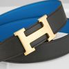 Thắt lưng Hermès H Martelée Reversible Clemence/Swift (Xanh lam/Đen) Size 85