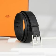 Thắt lưng Hermès Quentin Crocodile (Đen) (Vintage) size 100