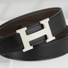 Thắt lưng Hermès H Guillochée Reversible Boxcalf/Togo (Đen/Nâu) size 100