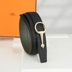 Thắt lưng Hermès Casaque Reversible Swift/Togo size 95 (Blue Nuit/Khaki)