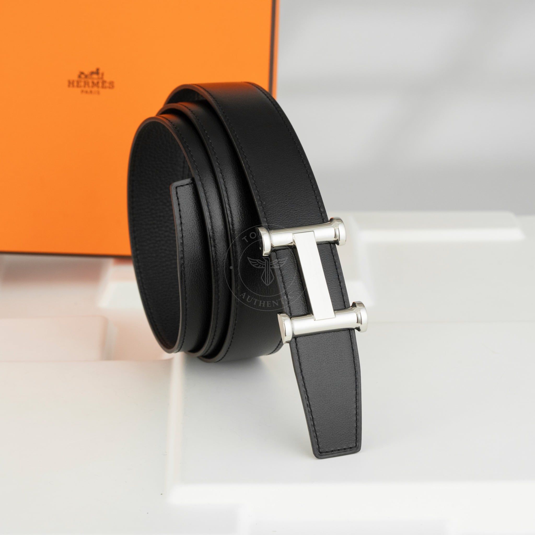Thắt lưng Hermès H Agora Reversible Boxcalf/Togo size 115 (Đen)
