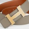 Thắt lưng Hermès H Constance Lizard Reversible Epsom/Boxcalf (Xám/Nâu Đỏ) (Limited) size 90