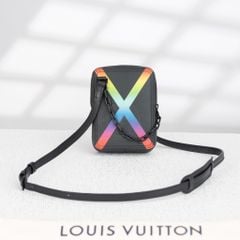 Túi đeo Louis Vuitton Virgil Abloh Rainbow Danube Messenger Black Taiga size 17