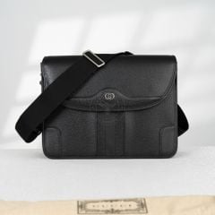 Túi đeo Gucci Interlocking Messenger Goatskin in Black size 32