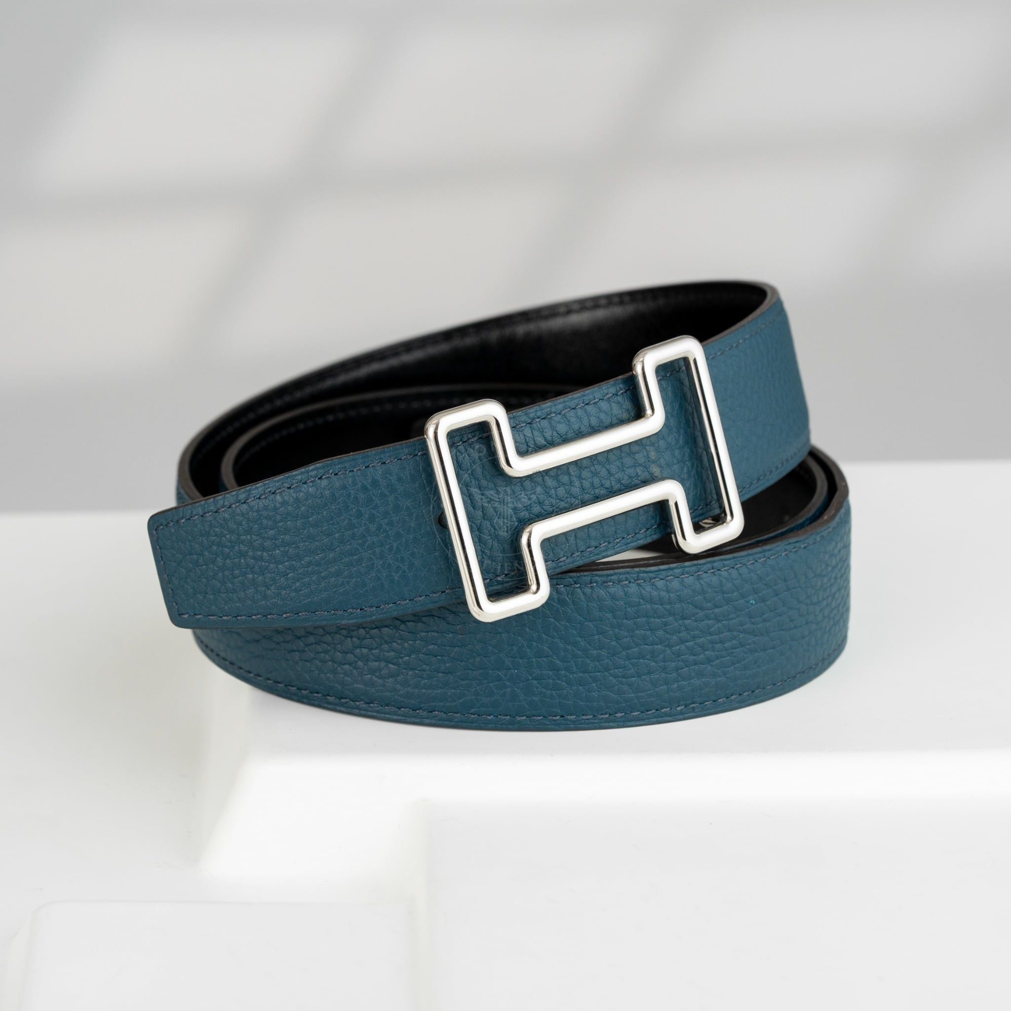 Thắt lưng Hermès Tonight Reversible Boxcalf/Togo (Đen/Xanh) size 90