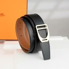 Thắt lưng Hermès Étrier Reversible Boxcalf/Togo (Đen/Nâu Gold) size 95