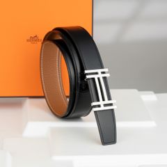 Thắt lưng Hermès H au Carré Reversible Box Calf/Togo (Đen/Nâu Gold) size 95