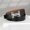 Thắt lưng Hermès H au Carré Reversible Box Calf/Togo (Đen/Nâu Gold) size 95