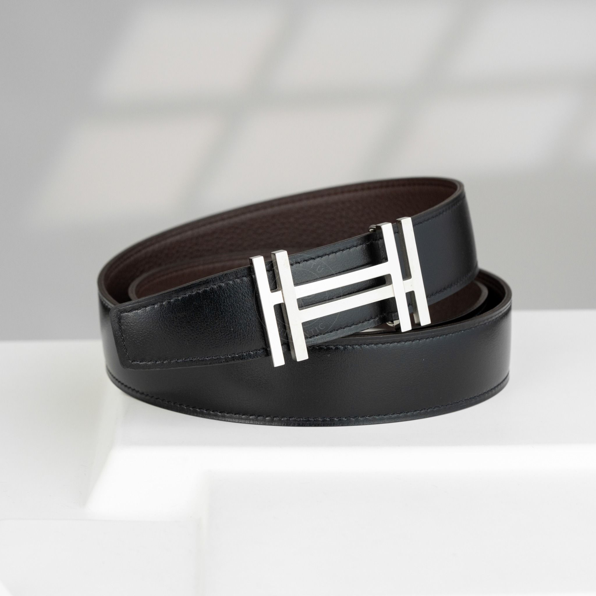 Thắt lưng Hermès H au Carré Reversible Box Calf/Togo (Đen/Nâu) size 90
