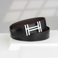 Thắt lưng Hermès H au Carré Reversible Box Calf/Togo (Đen/Nâu) size 90
