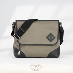 Túi Hermès Allback Boxcalf/Canvas (Đen/Xám lá) size 30