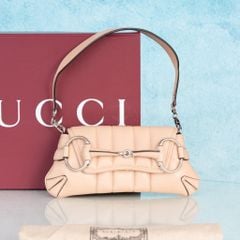 Túi đeo Gucci Horsebit Medium Calfskin in Nude size 27