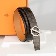 Thắt lưng Hermes Glenan Reversible Crocodile (Nâu) size 95