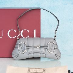 Túi đeo Gucci Horsebit Medium Calfskin in Grey size 27