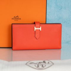 Ví dài Hermes Bearn Bifold Orange Field Epsom