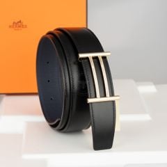 Thắt lưng Hemes Silver Rider Reversible Size 100 (Đen/Xanh Navy)
