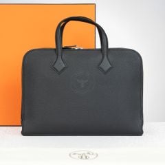 Cặp tài liệu Hermes Victoria Light Noir Evergrain size 38