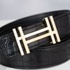 Thắt lưng Hermes H au Carré Crocodile (Đen) size 100