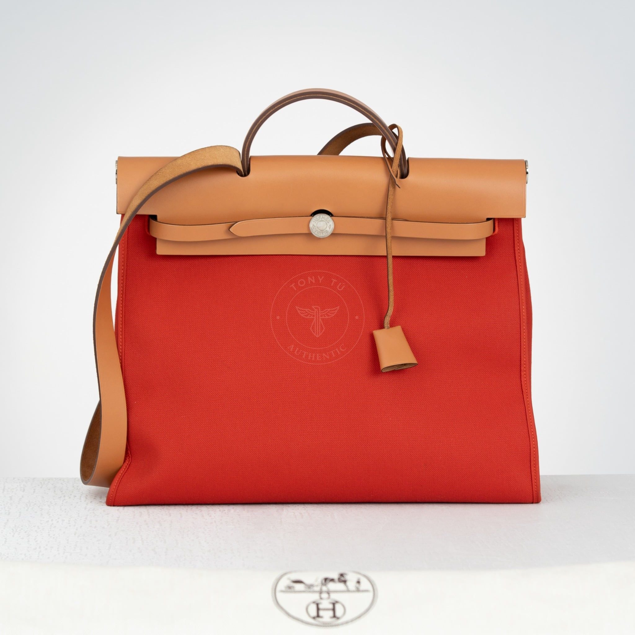 Túi đeo Hermes Herbag Vache Hunter/Canvas (Fauve/Gold) Size 39