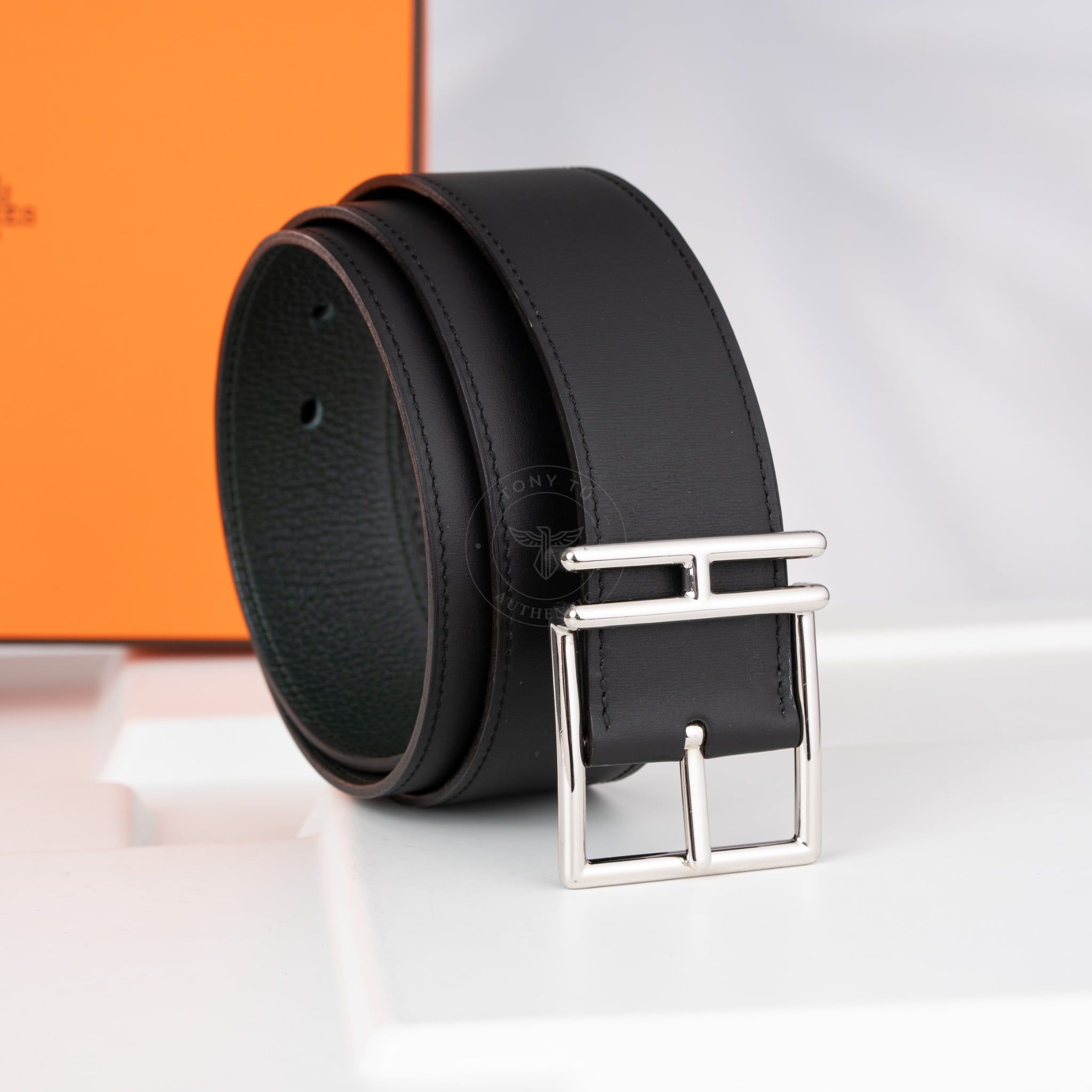 Thắt lưng Hermes Nathan Reversible Swift/Togo (Đen/Olive) Size 90