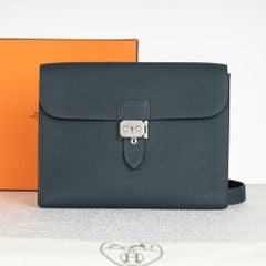 Túi đeo Hermes Sac à Dépêches Messenger Togo Blue Nuit size 28
