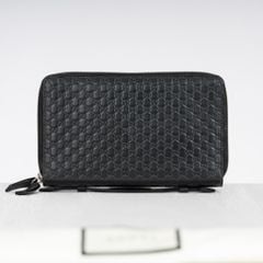 Clutch /Ví Zippy Gucci Guccissima in Black size 20