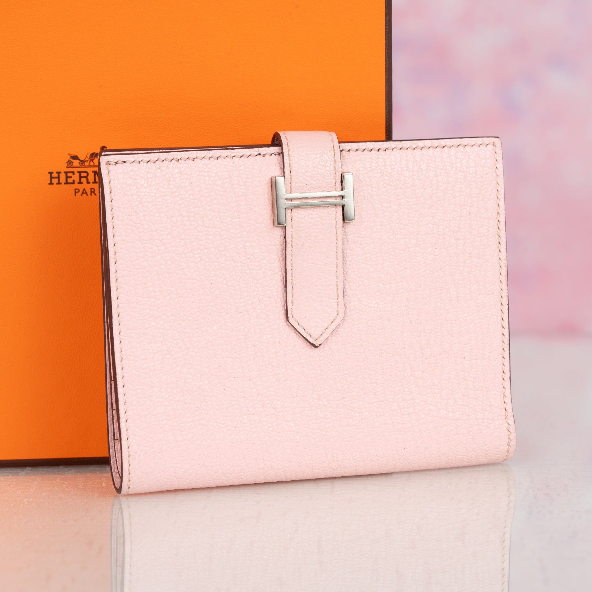 Ví Hermes Mini Bearn Rose Sakura Chèvre Mysore