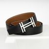 Thắt lưng Hermès H au Carré Reversible Box Calf/Togo (Đen/Nâu Gold) size 90