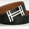 Thắt lưng Hermès H au Carré Reversible Box Calf/Togo (Đen/Nâu Gold) size 90