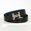 Thắt lưng Hermès H au Carré Reversible Box Calf/Togo (Đen/Xanh Navy) size 90