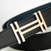 Thắt lưng Hermès H au Carré Reversible Box Calf/Togo (Đen/Xanh Navy) size 90