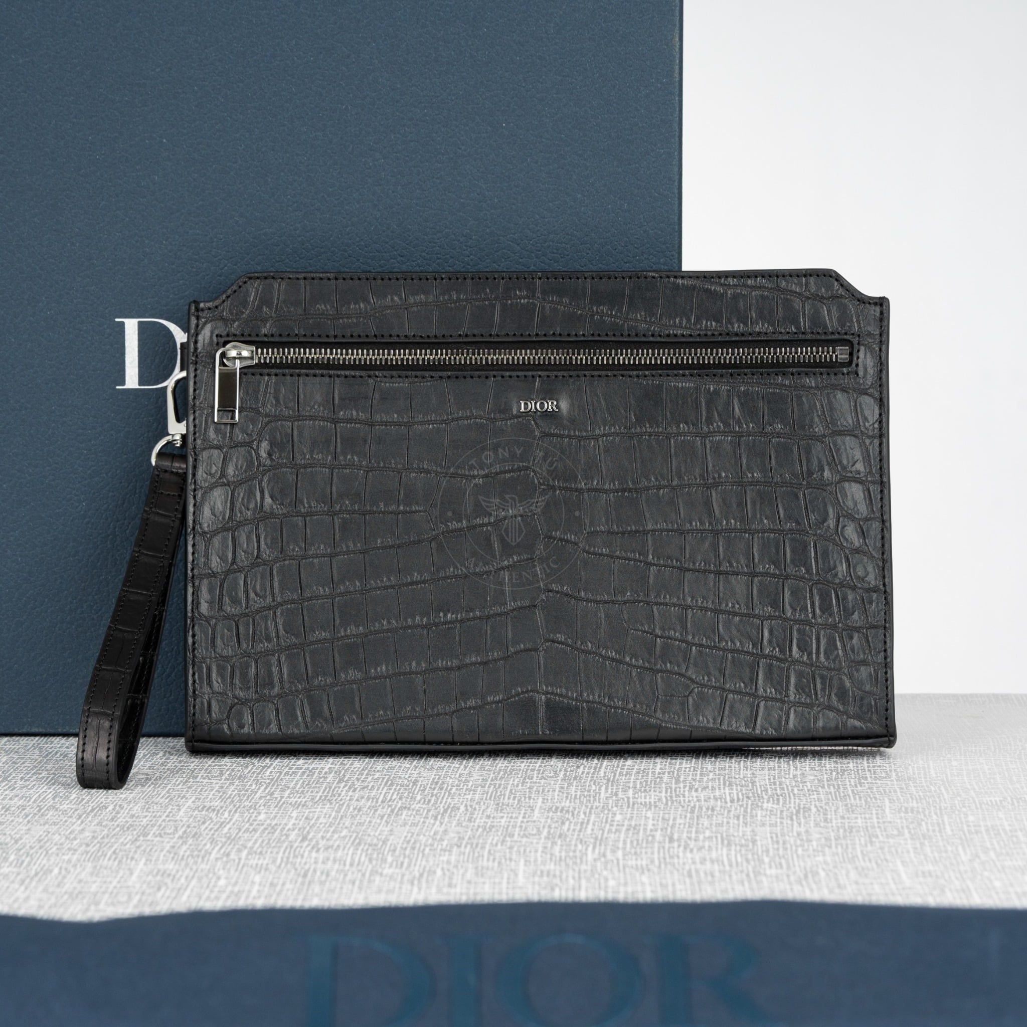 Clutch Dior Pochette Homme Black Crocodile (Limited) size 30