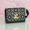 Túi đeo Louis Vuitton Twist MM Monogram Jacquard Black size 23