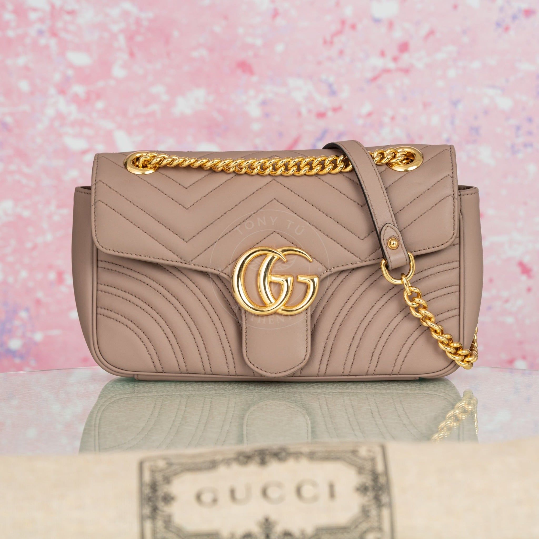 Túi đeo Gucci GG Marmont Nude Matelassé size 26