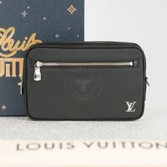 Clutch Louis Vuitton Kasai Noir Taiga (Đen) size 24