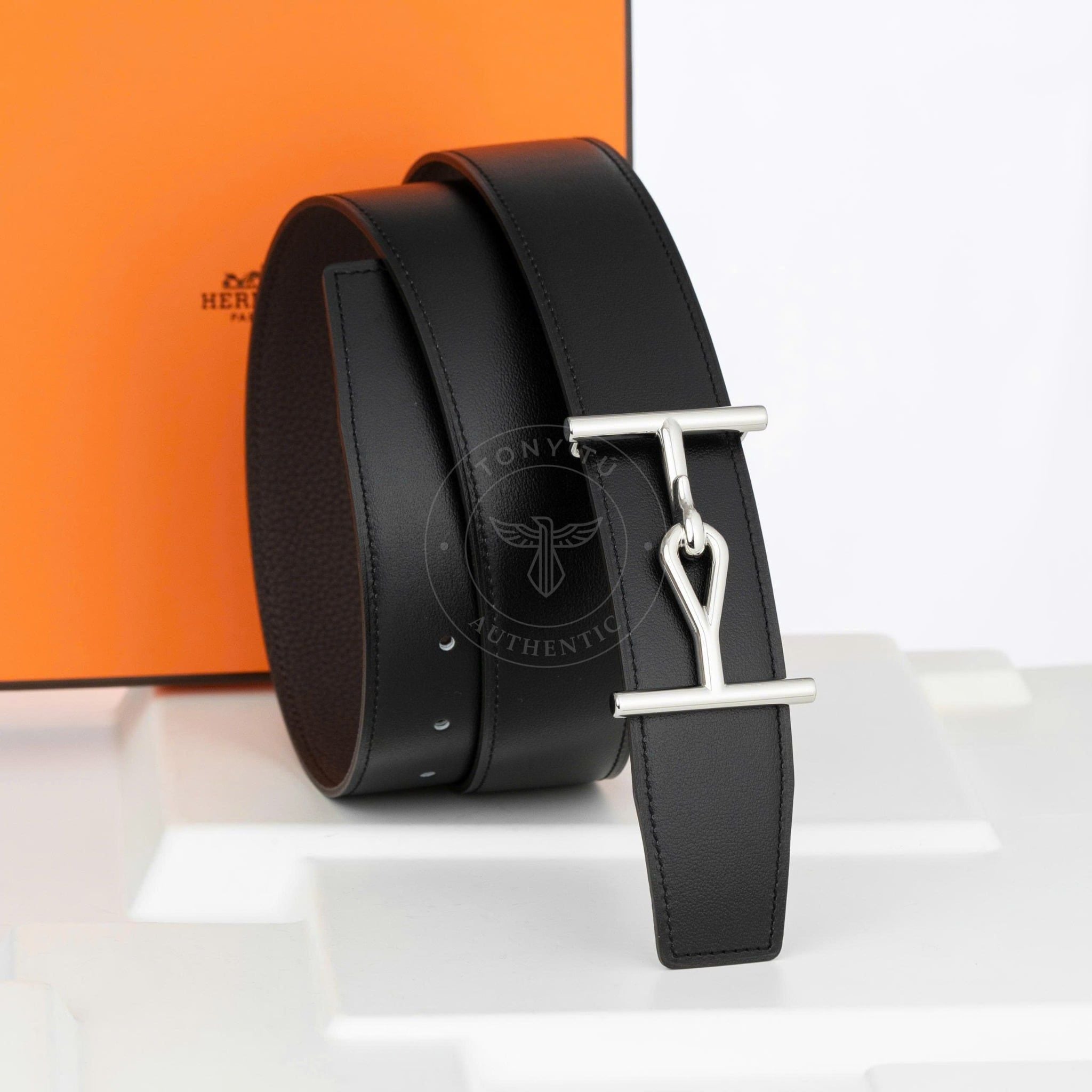 Thắt lưng Hermès H Jumbo Reversible Boxcalf/Togo (Đen/Nâu) size 95