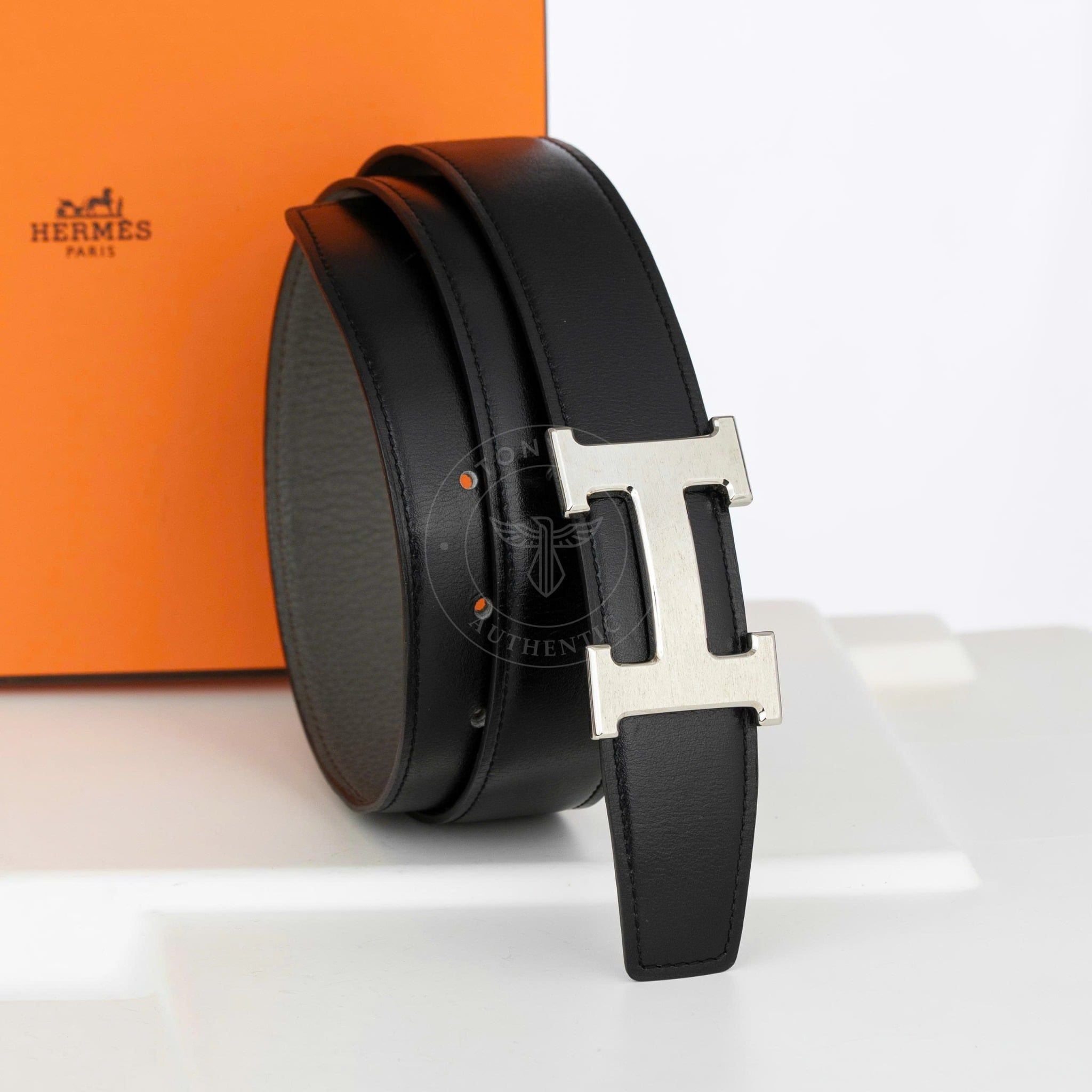 Thắt lưng Hermès H Classic Matte Reversible Boxcalf/Togo size 90 (Đen/Xám)