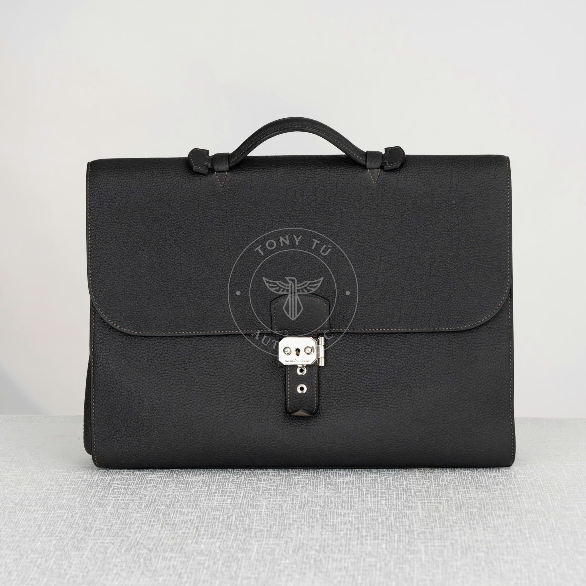 Cặp tài liệu Hermès Sac à Dépêches Bleu Nuit Togo size 39
