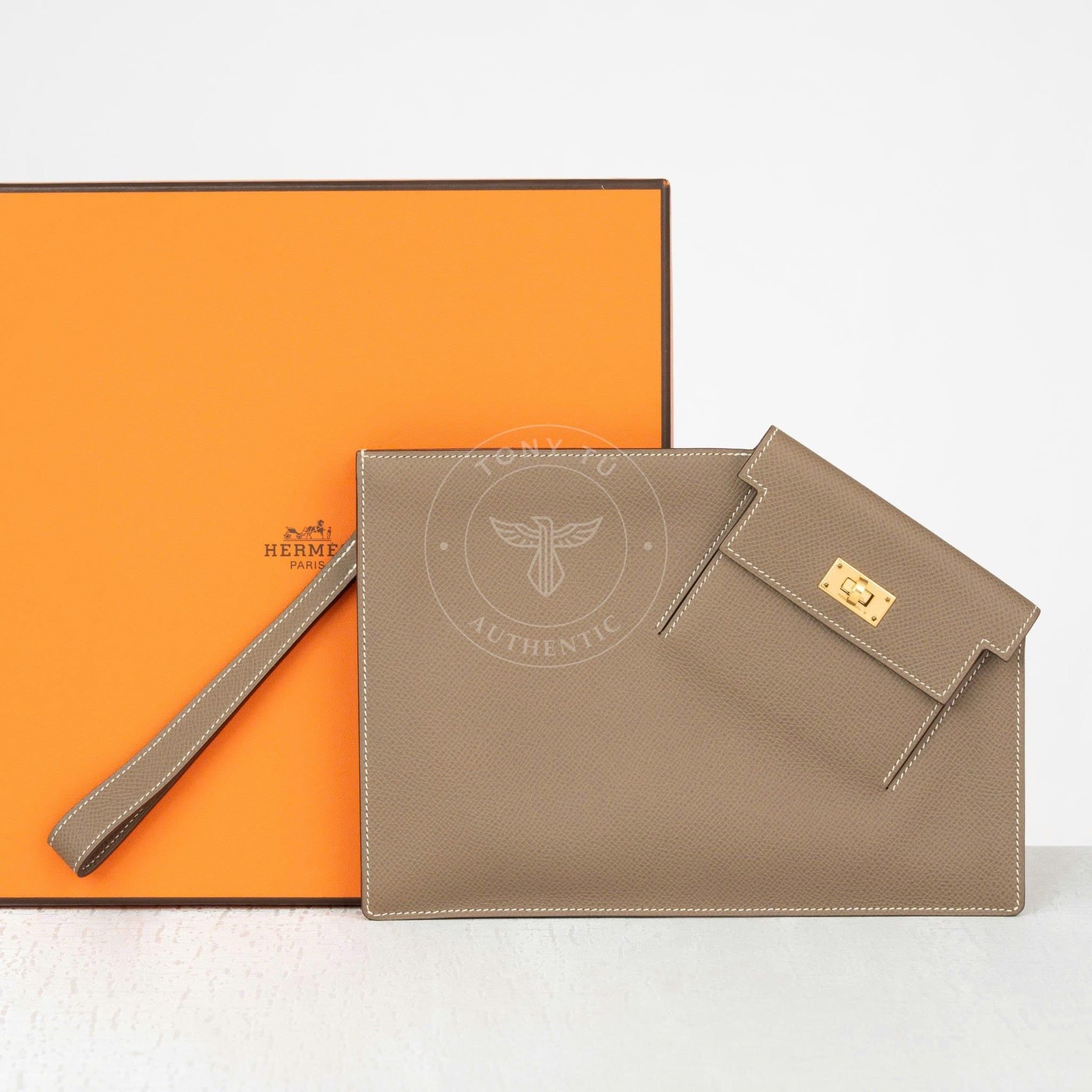 Clutch /Pouch Hermès Kelly Pocket To Go Etoupe Epsom (Unisex)