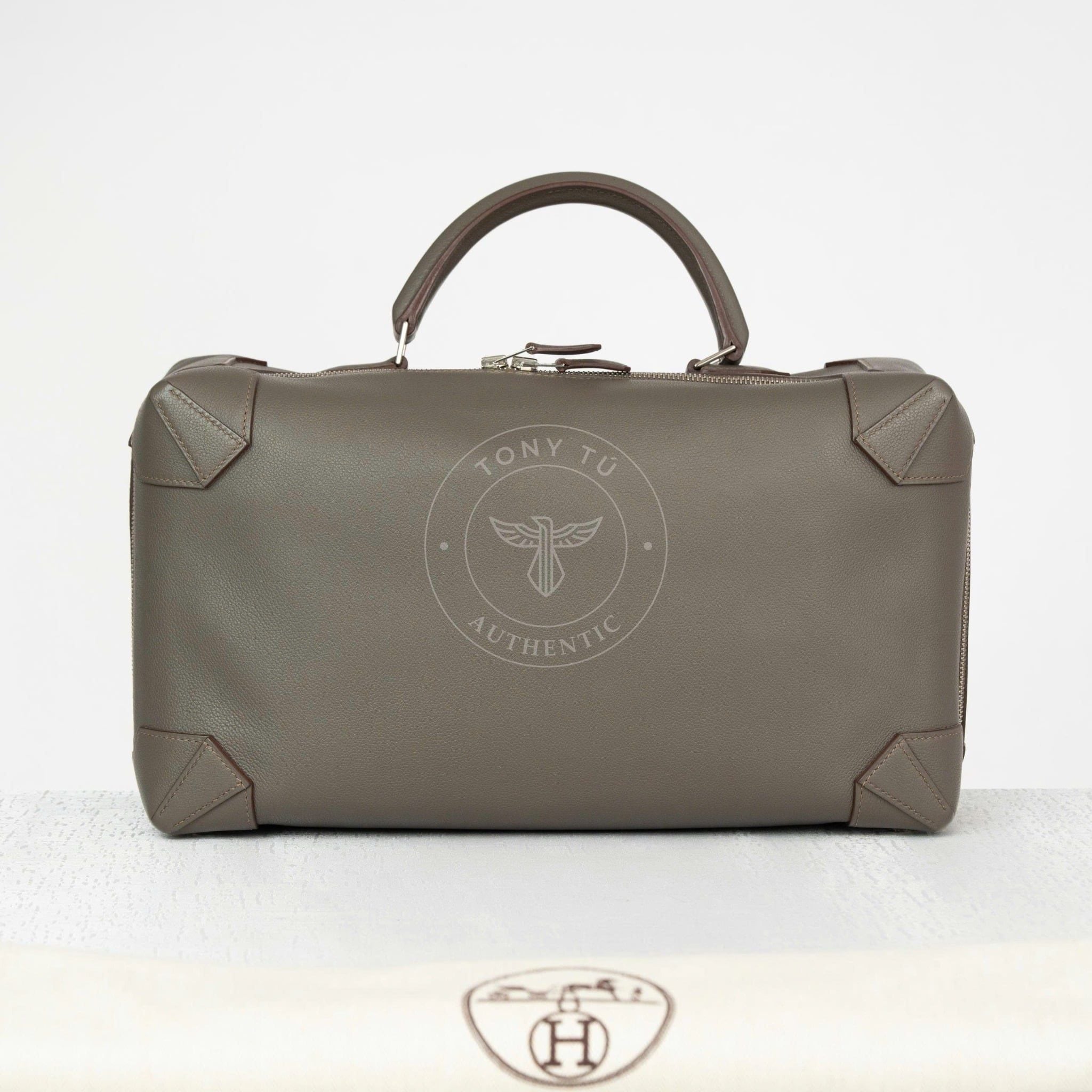 Túi/Clutch Hermès Maxibox 37 Gris Misty Togo (Xám lạnh) size 37