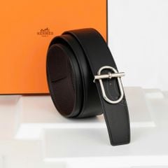 Thắt lưng Hermès H Ithaque Silver Reversible Box Calf/Togo (Đen) size 90