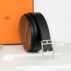 Thắt lưng Hermès Cape Cod 32 Reversible Togo/Boxcalf (Đen/Nâu Gold) size 100