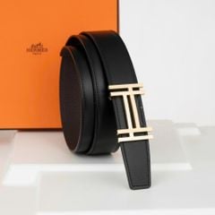 Thắt lưng Hermès H au Carré in Golden Palladium Togo/Boxcalf size 90 (Đen/Nâu)
