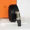 Thắt lưng Hermès H au Carré in Golden Palladium Togo/Boxcalf size 90 (Đen/Nâu)